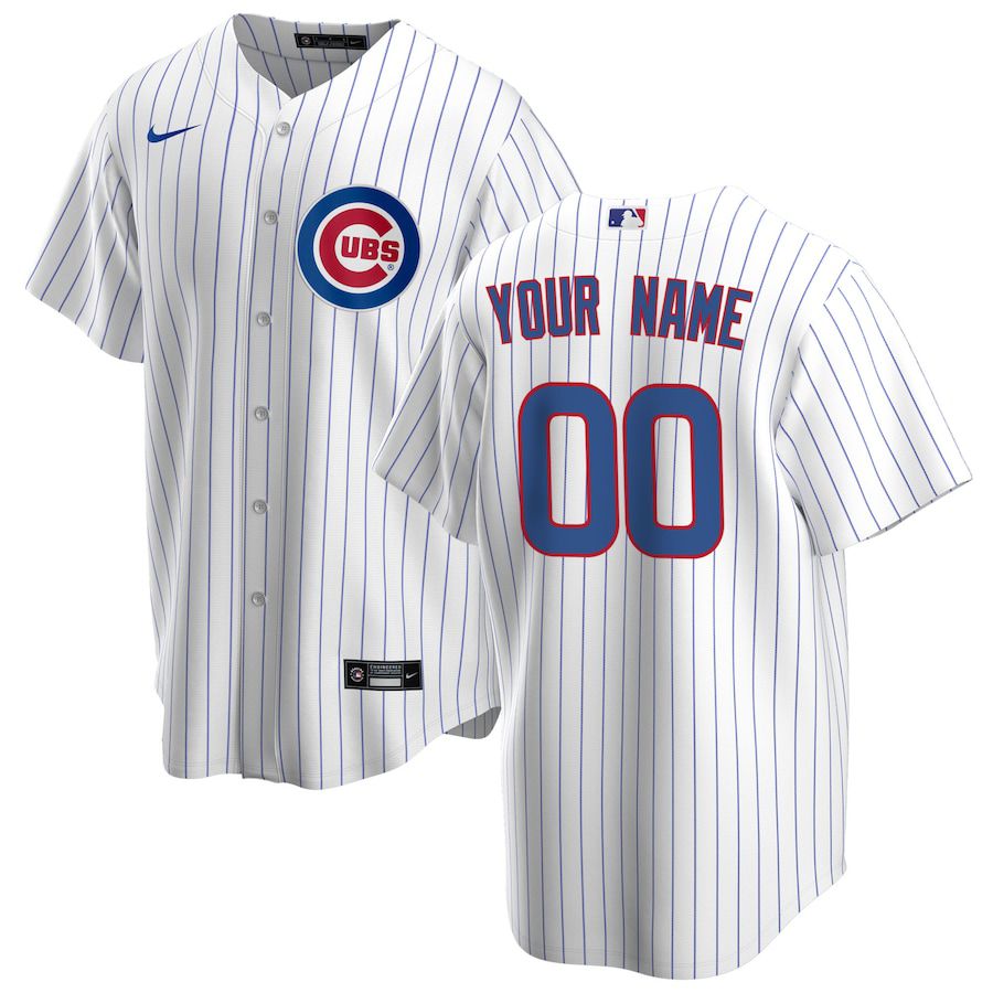 Mens Chicago Cubs Nike White Home Replica Custom MLB Jerseys->customized mlb jersey->Custom Jersey